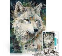 Puzzle da 1000 pezzi per adulti Stampa artistica di lupo selvaggio Assemblaggio del modello Giocattoli per la decorazione della casa 38x26cm