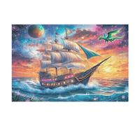 Puzzle Da 1000 Pezzi Per Adulti Starry Sky Ancient Sailing Ship 1000 PCS 75x50cm Adatto Ai Principianti Montaggio Fluido Perfetto Per Rilassamento Quotidiano Esercizio Cerebrale