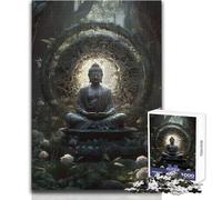 Puzzle da 1000 pezzi per adulti Statua del Buddha nella giungla Gioco per famiglie sfida difficile Adatto a bambini dai 14 anni in su (dimensioni 38x52cm)