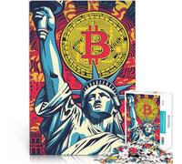 Puzzle da 1000 pezzi per adulti Statua della Libertà Bitcoin Per il divertimento in famiglia Gioco educativo per compleanno e Natale 75x50cm