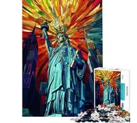 Puzzle da 1000 pezzi per adulti Statua della Libertà di New York puzzle artistico per adulti gioco divertente difficile unico regalo di compleanno (dimensioni 50x75cm)