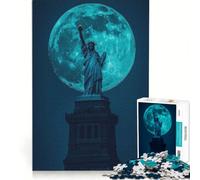 Puzzle da 1000 pezzi per adulti Statua della Libertà e Luna gioco pratico migliora la memoria compleanni e altre occasioni 38x52cm