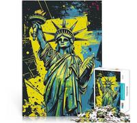 Puzzle da 1000 pezzi per adulti Statua della Libertà, graffiti, teschio, arte Giochi di relax Migliorare l'amore tra le coppie 38x26cm