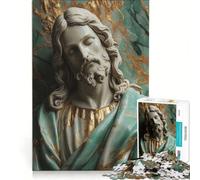Puzzle da 1000 pezzi per adulti statua di Gesù in marmo gioco impossibile analisi e logica per rafforzare l'amore tra le coppie 38x52cm