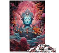 Puzzle da 1000 pezzi per adulti statua di loto e budda divertente gioco antistress vacanza a casa tempo ammazzato adatto per e ragazzi dai 14 anni in su, 50 x 70 cm
