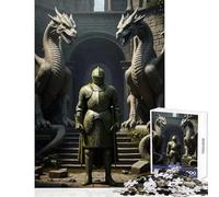 Puzzle da 1000 pezzi per adulti statue di cavalieri e draghi decorazioni per la casa giocattoli idee regalo giochi per famiglie interessanti riduzione dello stress dimensioni 50x75cm