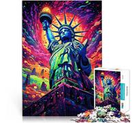 Puzzle da 1000 pezzi, per adulti, statuetta della libertà, gioco di partecipazione con poster e quiz abbinati, 26 x 38 cm