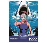 Puzzle Da 1000 Pezzi Per Adulti Stay Positive Diver And Shark Illustration Puzzle Per Adulti Gioco Rompicapo Ma Divertente E Umoristico Difficile E Stimolante 70x50cm/1000pcs