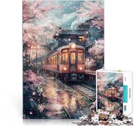 Puzzle da 1000 pezzi per adulti Stazione di Sakura per il giocattolo di sfida del gioco educativo Giocattoli per la decorazione della casa 75x50cm