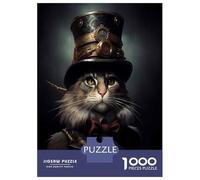 Puzzle Da 1000 Pezzi Per Adulti Steampunk Cat Art Print Puzzle Per Adolescenti Giochi Rilassanti Regali Per Donne Regali Per Amici E Familiari 38x26cm/1000pcs