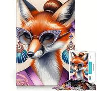 Puzzle da 1000 pezzi per adulti,stile boho alla moda,volpe rossa,bordi perfetti,gioco stimolante,gioco di ozio,illustrazione natalizia 38x26cm