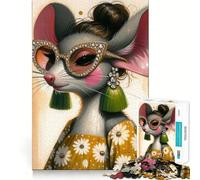 Puzzle da 1000 pezzi per adulti,stile boho,con topo alla moda e dettagli precisi Attività stimolante per la mente,divertimento rilassante,regalo artistico per compleanno 38x52cm