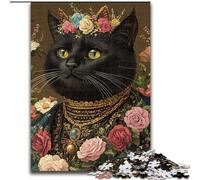 Puzzle da 1000 pezzi per adulti, stile gatto con Frida Kahlo, in legno, fai da te, decorazione, stimolante per il cervello, regali per le feste, dimensioni 50X75CM