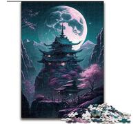 Puzzle da 1000 pezzi per adulti, stile giapponese, in legno, a forma di torre, perfetto per Halloween, Natale e regalo di compleanno, 1000 pezzi(50x75cm)