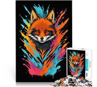 Puzzle da 1000 pezzi per adulti Stile graffiti testa di volpe Giocattoli da gioco per regalo di famiglia Decorazioni e regali unici per la casa 52x38cm