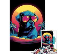 Puzzle da 1000 pezzi per adulti stile Miami Vice con bulldog ideale come regalo educativo (dimensioni 50x75cm)