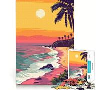 Puzzle da 1000 pezzi per adulti,stile minimalista,con grafica a tema spiaggia di Los Angeles,bordi di alta qualità,rompicapo,regalo,gioco casual,attività per compleanno (50x75cm)