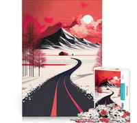 Puzzle da 1000 pezzi per adulti stile minimalista strada rossa e bianca giocattolo decorativo da parete gara di velocità manuale adatto per la decorazione della scrivania 38x26cm