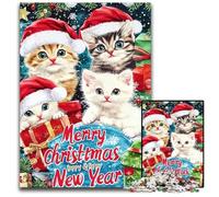 Puzzle da 1000 pezzi per adulti, stile natalizio, in cartone, a forma di gatto, gioco interattivo per famiglie, rompicapo, giocattolo educativo 26X38cm