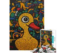 Puzzle da 1000 pezzi per adulti stile Pop Art con anatra gialla e disegni a mano libera Gioco rompicapo antistress ideale come regalo (dimensioni 50x75cm)
