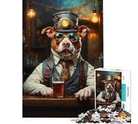 Puzzle da 1000 pezzi per adulti stile steampunk birra pitbull gioco educativo giocattolo intellettuale regalo di compleanno sfida difficile (dimensioni 38x26cm)