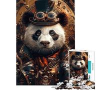 Puzzle da 1000 pezzi per adulti stile steampunk con animali e panda Un gioco rilassante divertente e umoristico da fare a casa (dimensioni 38x26cm)