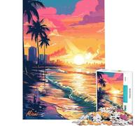 Puzzle da 1000 pezzi per adulti stile Synthwave Retro Miami giocattolo educativo rilassante sfida impegnativa ottimo regalo (dimensioni 38x26cm)