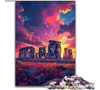 Puzzle da 1000 pezzi per adulti, Stonehenge colorato, in legno, regalo perfetto per genitori, amanti e amici - età 14+, 50x75cm, ideale per compleanni, vacanze, Natale e Halloween