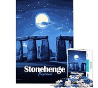 Puzzle da 1000 pezzi per adulti Stonehenge di notte Gioco educativo e stimolante ideale per rilassarsi divertirsi e creare idee regalo originali (dimensioni 38x26cm)
