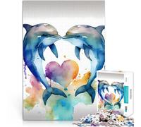 Puzzle da 1000 pezzi per adulti Storia d'amore di una coppia di delfini Difficile Duro Decorazione murale Regali unici per compleanno e Natale 75x50cm