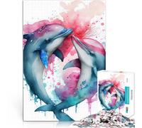 Puzzle da 1000 pezzi per adulti Storia d'amore di una coppia di delfini Gioco rompicapo Attività divertenti a casa, regali di compleanno, regali di viaggio, 75x50cm