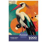 Puzzle Da 1000 Pezzi Per Adulti Stork with Geometric Background Graceful Crane A Vibrant Pop Art Expression Puzzle Per Adulti Giocattolo Decorazione Da Parete Corsa Di Velocità Manuale Difficile E Sf