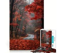 Puzzle da 1000 pezzi per adulti,Strada autunnale attraverso la foresta,taglio premium,gioco intelligente,attività per la mente,pace,divertimento,compleanno,gioco artistico (38x26cm)
