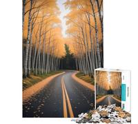 Puzzle da 1000 pezzi per adulti strada autunnale attraverso una foresta di betulle natura puzzle per ragazzi giochi per famiglie vacanze a casa compleanno e Natale (38x26cm)