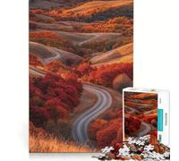 Puzzle da 1000 pezzi per adulti, "Strada autunnale tra le colline", decorazione da parete, disegno da assemblare, regalo per amici e familiari, 38x52cm