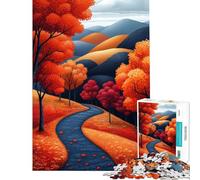Puzzle da 1000 pezzi per adulti strada autunnale tra le colline gioco divertente difficile unico ideale per compleanni e regali (dimensioni 38x52cm)