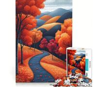 Puzzle da 1000 pezzi per adulti, Strada autunnale tra le colline, Gioco impossibile, Per passare il tempo durante le vacanze, Regalo di compleanno, Regalo di viaggio, 38x52cm