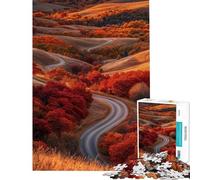 Puzzle da 1000 pezzi per adulti "Strada autunnale tra le colline" ideale come regalo di compleanno sfida educativa divertimento in famiglia e serate di gioco 38x26cm