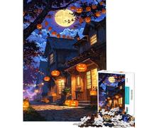 Puzzle da 1000 pezzi per adulti strada notturna di Halloween con lanterne a forma di zucca gioco pratico di assemblaggio interazione genitore-figlio (dimensioni 38x52cm)