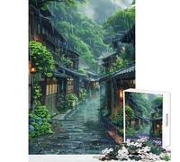Puzzle da 1000 pezzi per adulti strada piovosa gioco rompicapo sfida difficile giocattolo decorativo da parete per rafforzare l'amore tra le coppie (38x52cm)