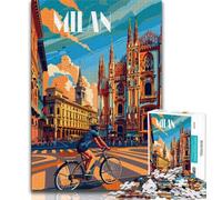 Puzzle da 1000 pezzi per adulti, strade di Milano, aiuta il cervello ad allenare i giocattoli avvincenti per coltivare la pazienza, decorazione perfetta (38x26cm)