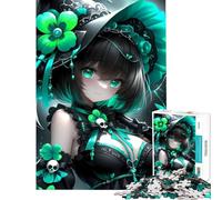 Puzzle da 1000 pezzi per adulti strega anime con occhi verdi sfida educativa decorazione per la casa giocattolo per bambini dai 14 anni in su (38x26cm)