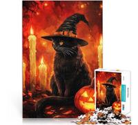 Puzzle da 1000 pezzi per adulti “Strega Gatto Nero” Fatto di carta，Adatto a partire dai 14 anni decorazione murale Offerti come regali per tutta la famiglia。misurare：38x52cm/14.96x20.47pollice