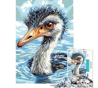 Puzzle da 1000 pezzi per adulti struzzo nell'acqua arte digitale gioco educativo sfida giocattolo per famiglie sfida difficile idee regalo (dimensioni 50x75cm)