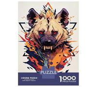 Puzzle Da 1000 Pezzi Per Adulti Stylized Hyena Portrait with Geometric Elements Puzzle Gioco Rompicapo Regalo Per Donne Difficile E Stimolante 38x26cm/1000pcs