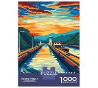 Puzzle Da 1000 Pezzi Per Adulti Sunset at Panama Canal Puzzle Per Adulti Giochi Rilassanti Un'opera D'arte Ideale Come Regalo Per Tutta La Famiglia 38x26cm/1000pcs