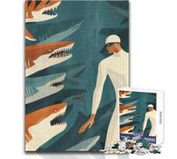 Puzzle da 1000 pezzi per adulti, supereroi e squali, rompicapo per famiglie, ma anche giocattolo educativo divertente e umoristico, dimensioni 38x52cm