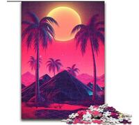 Puzzle da 1000 pezzi per adulti Synthwave Sunset Melodies Puzzle in cartone, Halloween, Pasqua, Capodanno 1000 pezzi(26x38cm)