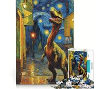 Puzzle da 1000 pezzi per adulti: T-Rex in un villaggio gioco impossibile ideale per passare il tempo durante le vacanze regalo di compleanno o di viaggio 38x26cm