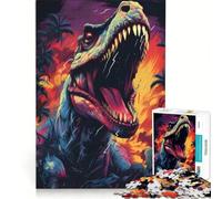 Puzzle da 1000 pezzi per adulti T-Rex nell'era giurassica gioco pratico decorazione per la casa compleanno e Natale 38x26cm